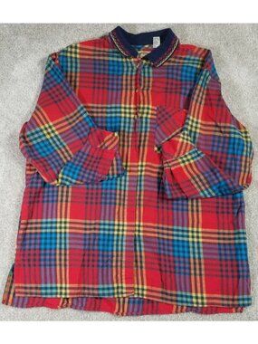 CM Company Brand Long Sleeve Button Up Plaid Outdoor Casual Travel Shirt Women L